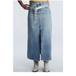 Anthropologie Madi Front-Slit Denim Skirt by Pilcro Maxi
